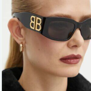 NEW BALENCIAGA BB0360S 005 SUNGLASSES UNISEX BLACK RECTANGULAR BALENCIAGA